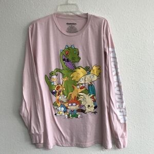Nickelodeon Characters Rugrats Light Pink Women Long Sleeve T-Shirt XL￼ Graphic